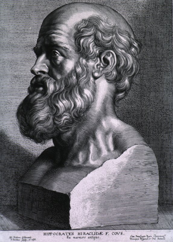 Hippocrates — Father of Medicine. Engraving by Paulus Pontius after Peter Paul Rubens.